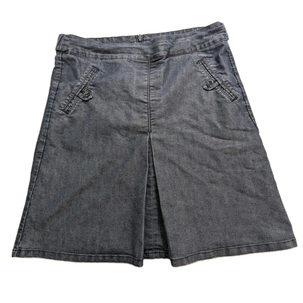 Hillard & Hanson Skirt Womens 8 Blue Chambray A-Line Knee Length Career